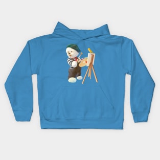 Cute Puppy Artist With Brush and Palette Kids Hoodie